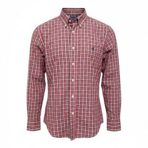 Chaps | Ralph Lauren Red and Green Plaid Men’s Button-Down Shirt Size Medium US